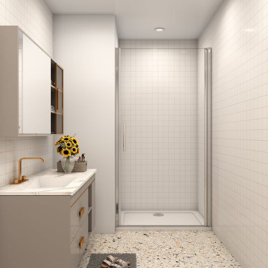 Aica Nischentür Duschtür 90 cm 6mm NANO Glas Drehtür Duschkabinen