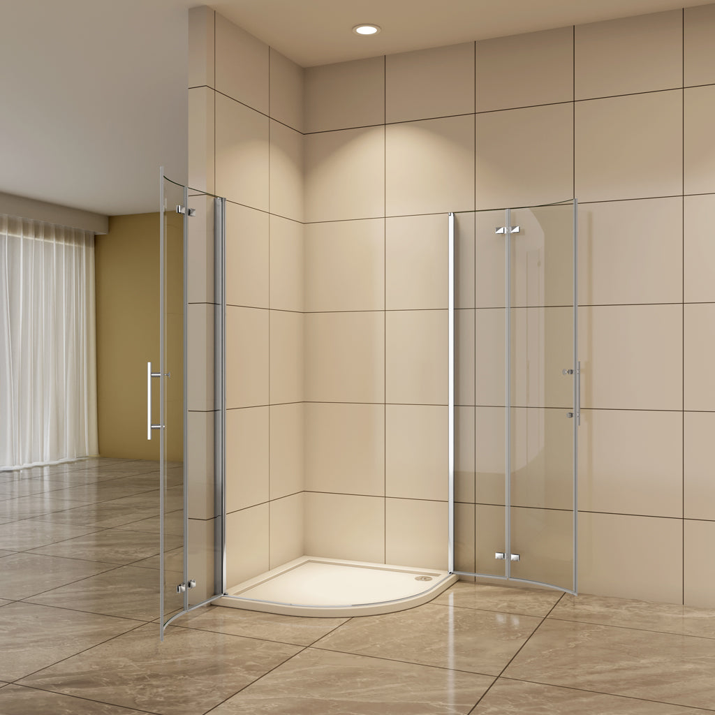 RundDusche Aican 90x90 x H.195 cm Drehtür 6mm NANO Glas Duschkabine