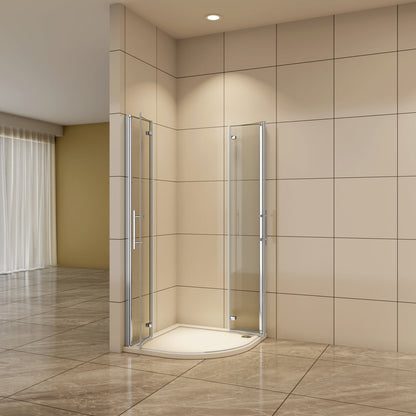 90x90 cm H.195 cm Drehtür Duschabtrennung 6mm NANO Glas RundDusche Aican