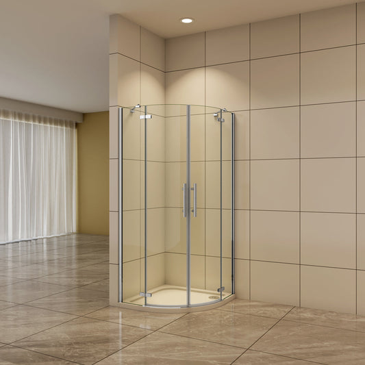 Aica Rundduschen 90x90 cm 6mm NANO Glas Drehtür Stützstange Duschabtrennung