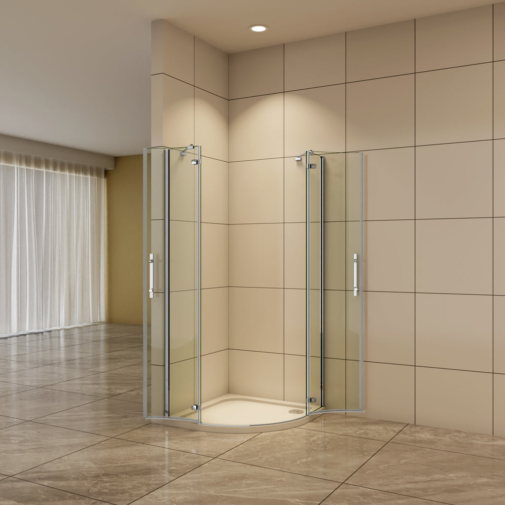 Rundduschen 90x90 x H.195 cm Drehtür 6mm NANO Glas Duschkabine
