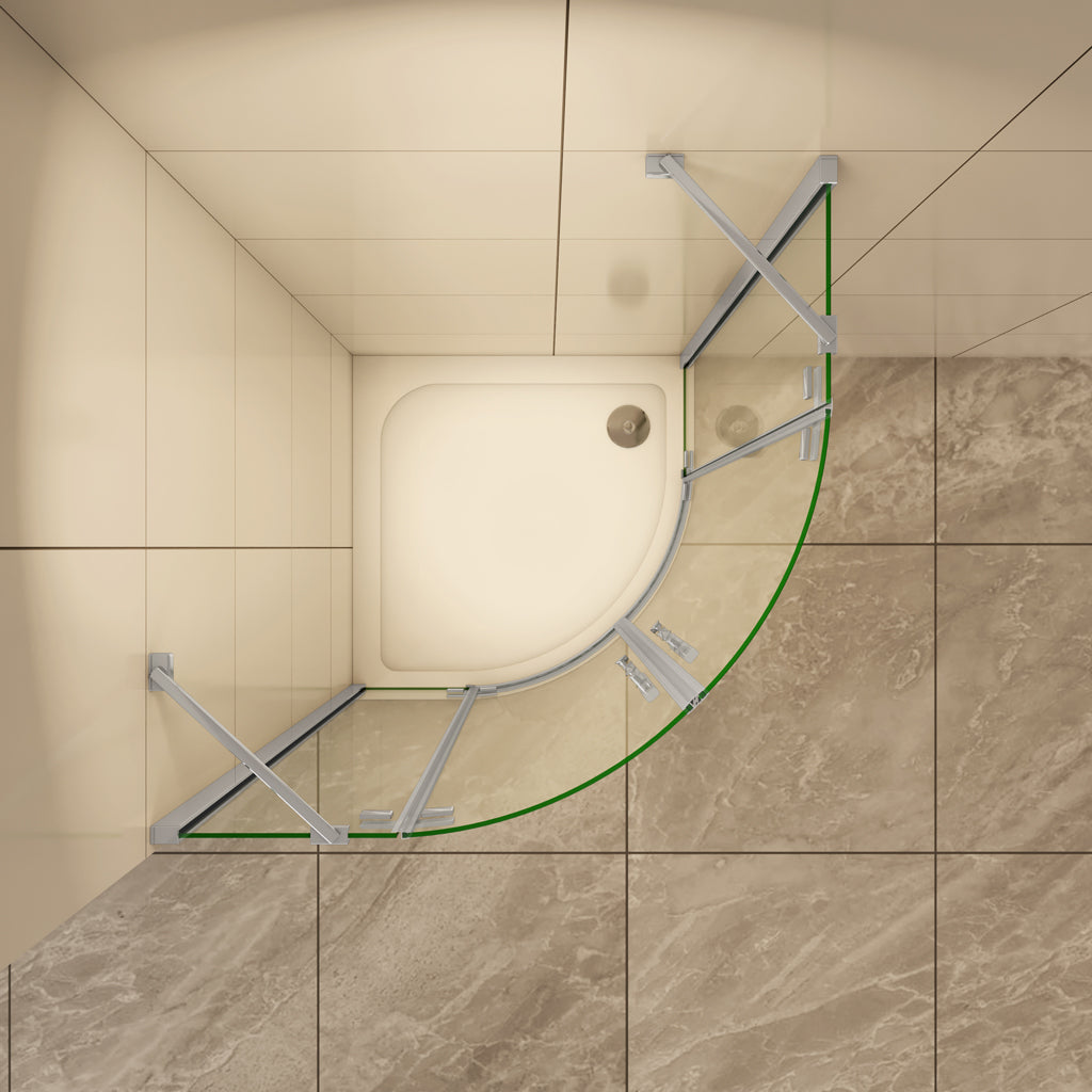 90x90 cm H.195 cm Drehtür Duschabtrennung 6mm NANO Glas Rundduschen