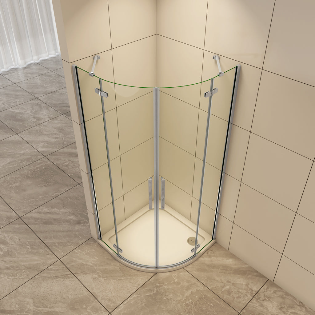 Duschkabine Rundduschen 90x90 cm Drehtür Stützstange 6mm NANO Glas