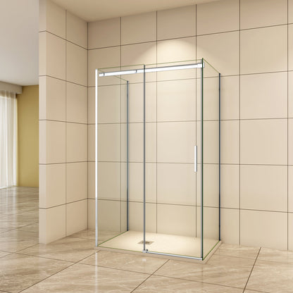 Aica U-Form 130x80 cm 6mm Glas Schiebetür Duschabtrennung