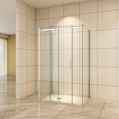 130x80 cm H.195 cm Schiebetür Duschabtrennung 6mm Glas U-Form