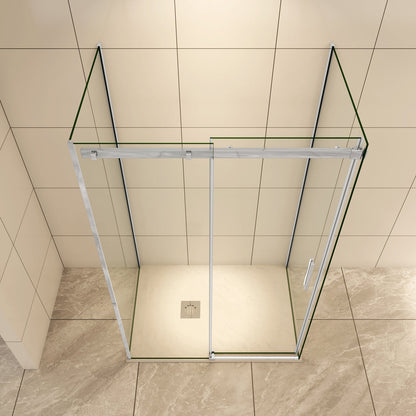 Duschkabine U-Form Duschkabine 130x80 cm Schiebetür 6mm Glas