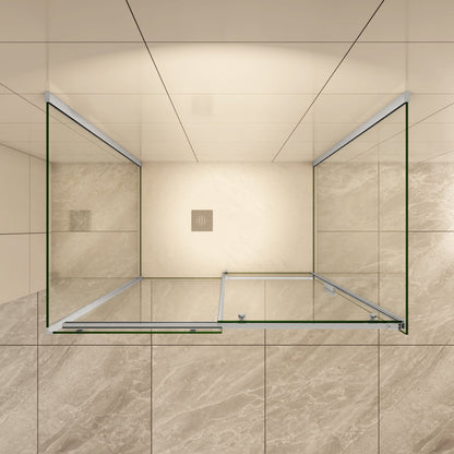 Duschkabinen Duschabtrennung 130x80 cm U-Form Schiebetür Duschkabine Aica Glas