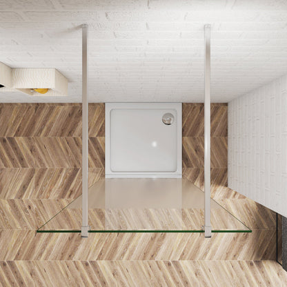 Walk In Duschwand 137.7 cm H.200 cm 8mm Glas + Splitterschutzfolie Duschkabine Dusche