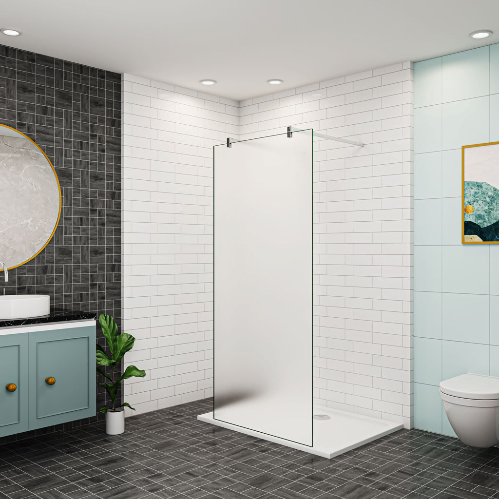 Walk In 137.7 cm Duschwand 10mm Glas + Splitterschutzfolie Stützstange Duschabtrennung