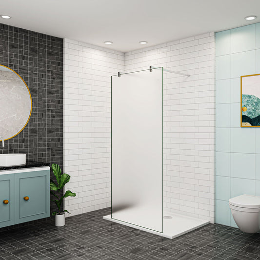 Walk In 137.7 cm Duschwand 10mm Glas + Splitterschutzfolie Stützstange Duschabtrennung