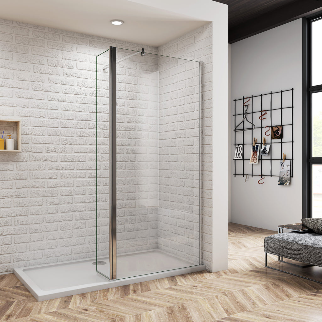 Aica Walk In 140 cm Duschwand 8mm NANO Glas Stützstange Duschabtrennung Dusche