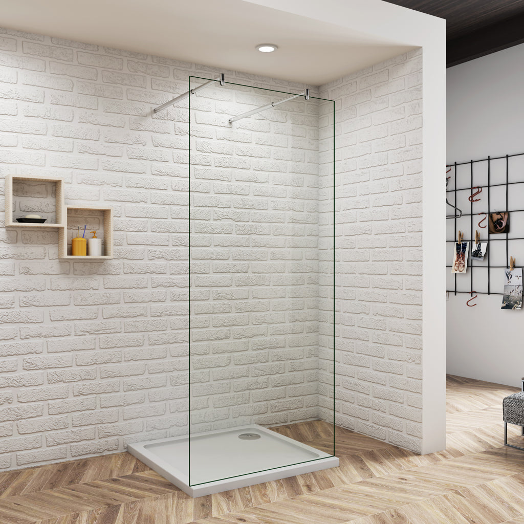 Aica Walk In 67.7 cm Duschwand 8mm NANO Glas Stützstange Duschabtrennung