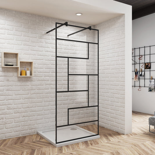 Aica Walk In 67.7 cm Duschwand 8mm NANO Glas Offen Stützstange Duschabtrennung