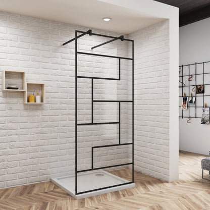 Aica Walk In 87.7 cm Duschwand 8mm NANO Glas Stützstange Duschabtrennung