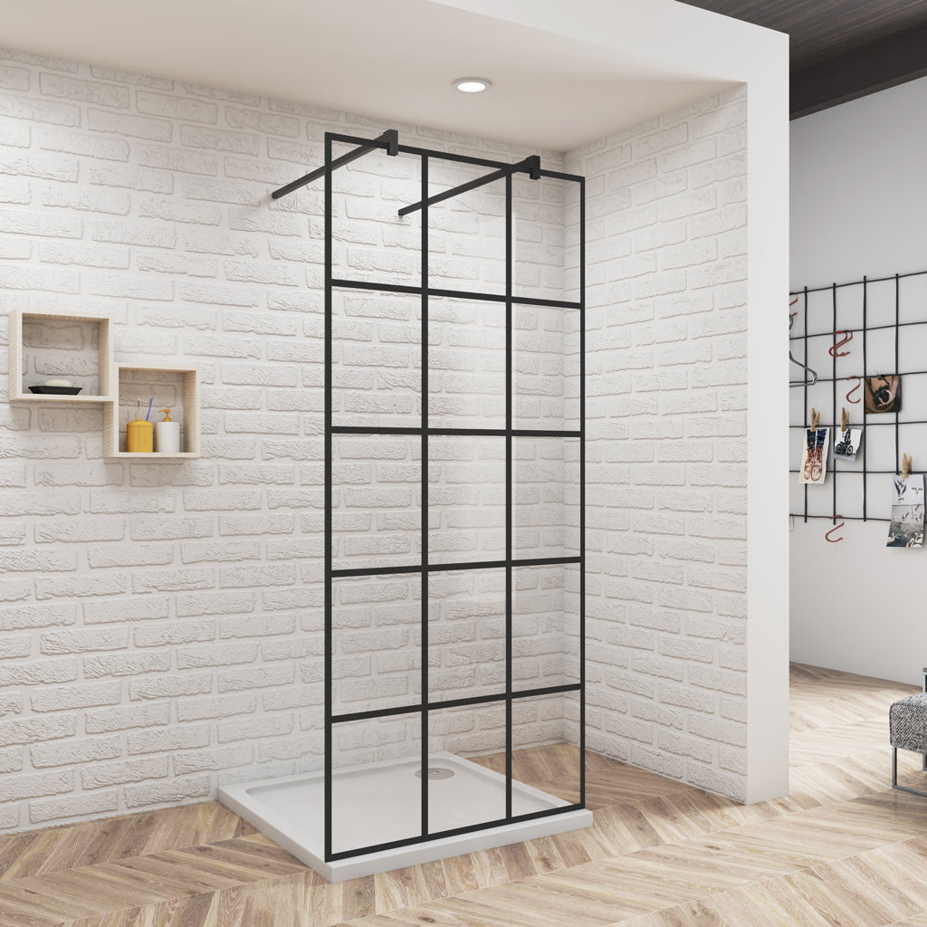 Aica Walk In 87.7 cm Duschwand 8mm NANO Glas Offen Stützstange Duschabtrennung