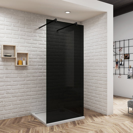 Aica Walk In 97.7 cm Duschwand 8mm Glas + Splitterschutzfolie Offen Stützstange Duschabtrennung