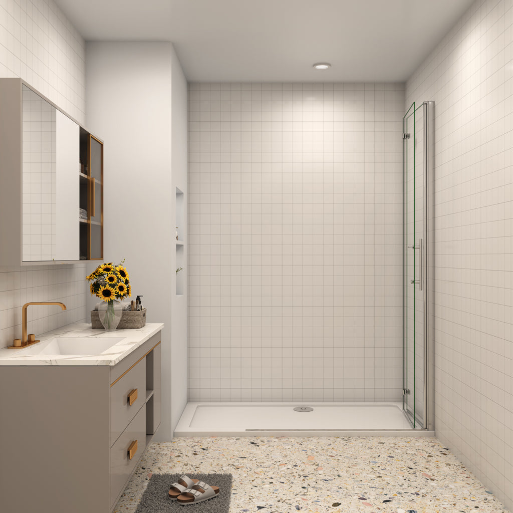 Duschkabine Walk In Duschwand Duschtür Dusche 76 cm Falttür 6mm NANO Glas