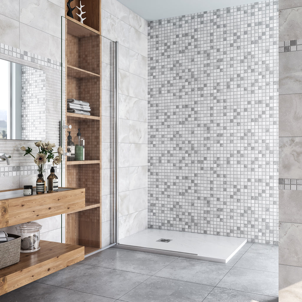 Duschkabine Walk In Duschwand Duschtür 86 cm Drehtür 6mm NANO Glas Dusche