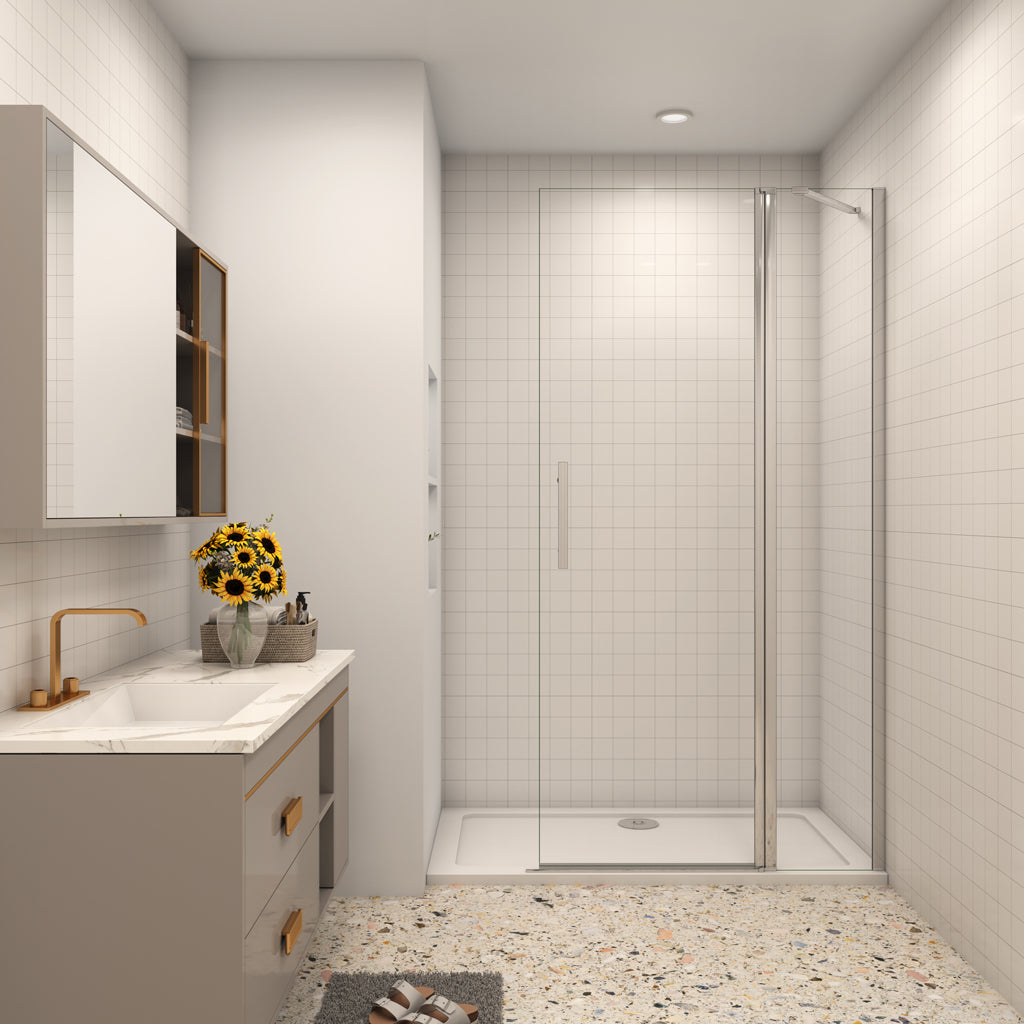 Aica Walk In Duschtür 86 cm 6mm NANO Glas Drehtür Duschabtrennung