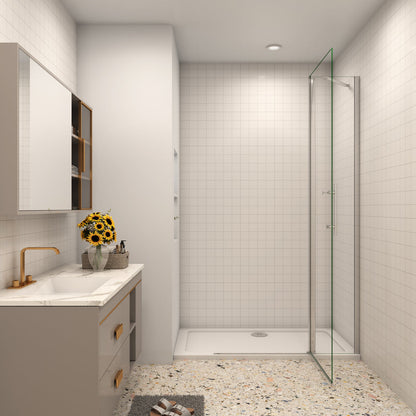 Duschkabine Walk In Duschwand Duschtür Dusche 86 cm Drehtür 6mm NANO Glas