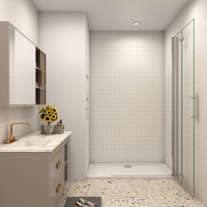 Walk In Duschtür 96 x H.195 cm Falttür 6mm NANO Glas Aica Duschkabine