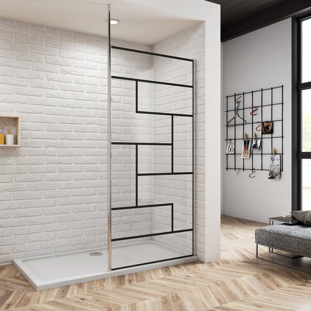Walk in 120 cm Duschwand 8mm NANO Glas Offen Stützstange Duschabtrennung