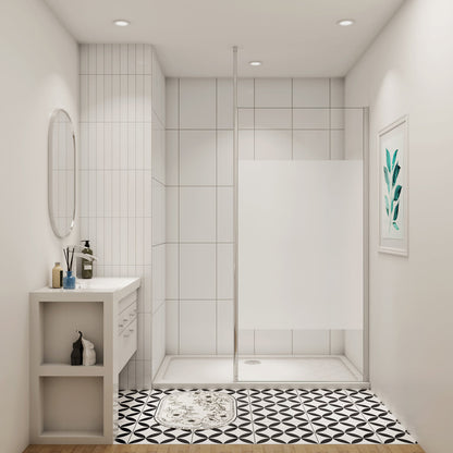 Aica Walk in 80 cm Duschwand 8mm Glas + Splitterschutzfolie Offen Stützstange Duschabtrennung