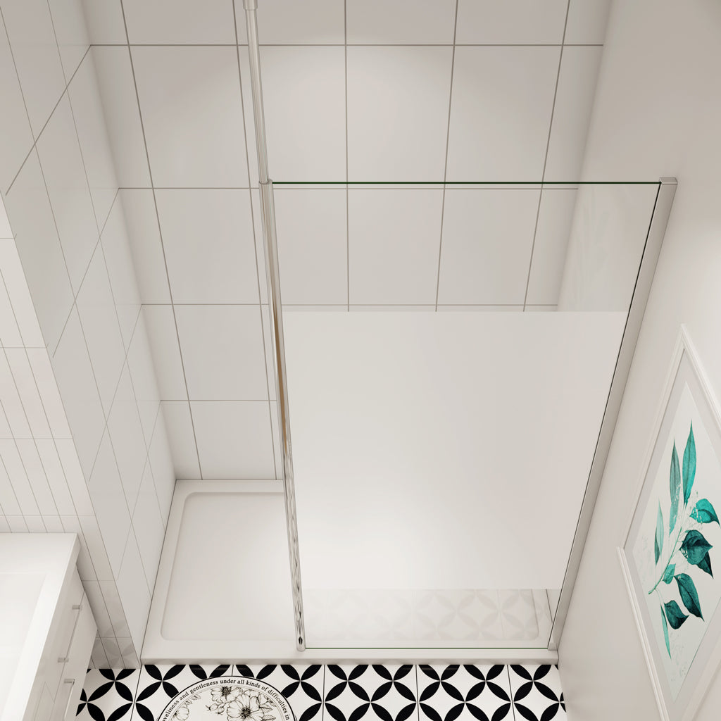 Duschkabine Walk In Duschwand 80 cm Offen Dusche Stützstange 8mm Glas + Splitterschutzfolie