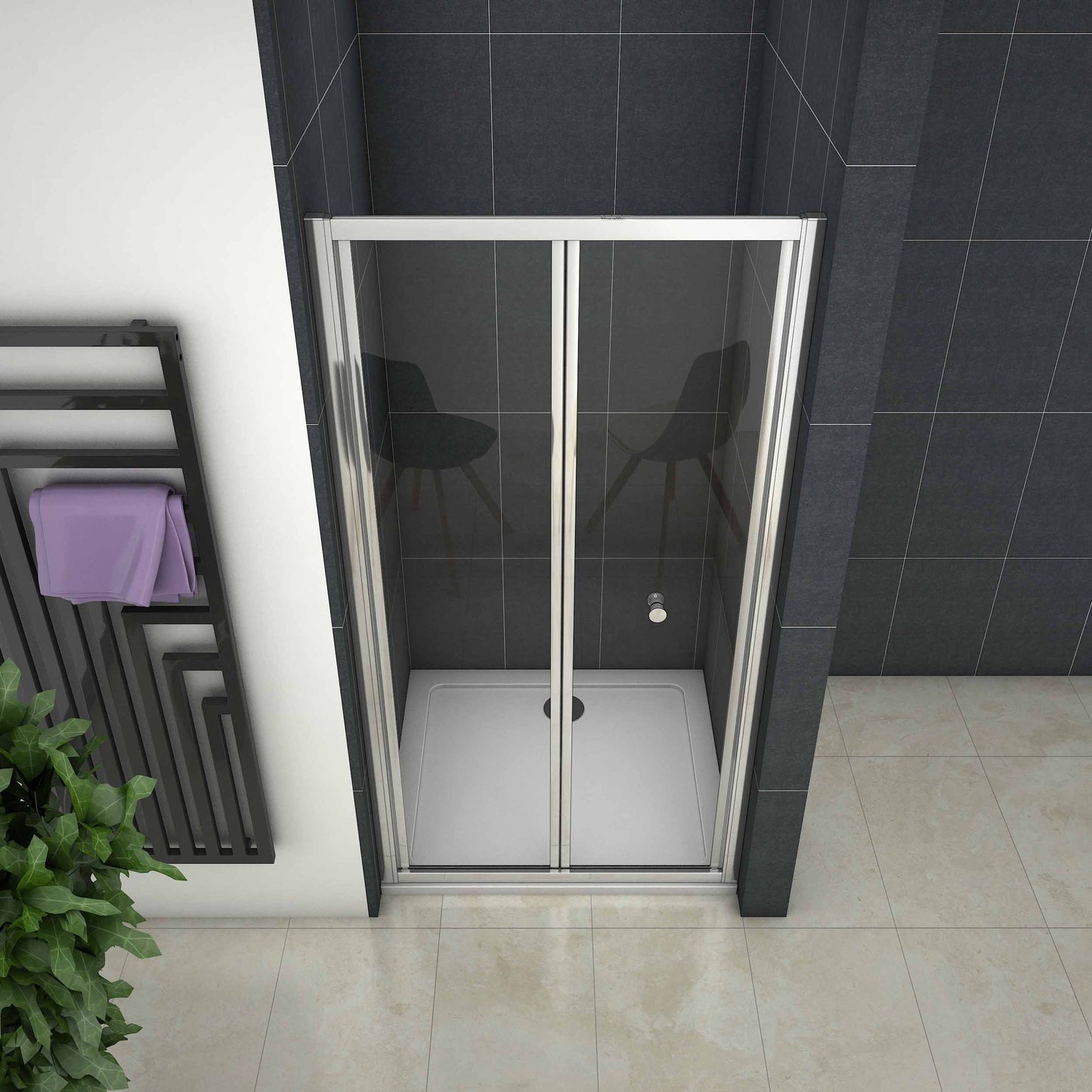 70cm 76cm 100cm Duschabtrennung Duschwand Klapp-/Falttür Duschkabine Echtglas