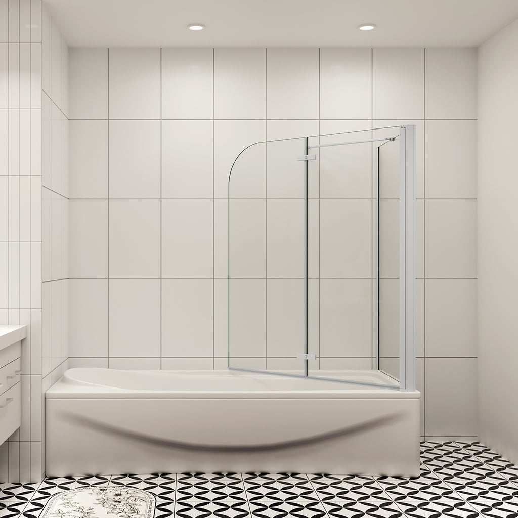 90+75 cm Duschwand für badewanne 2-teilig Faltbar Badewannenaufsatz mit Seitenwand Duschtrennwand Duschabtrennung 6mm NANO Glas H.140 cm