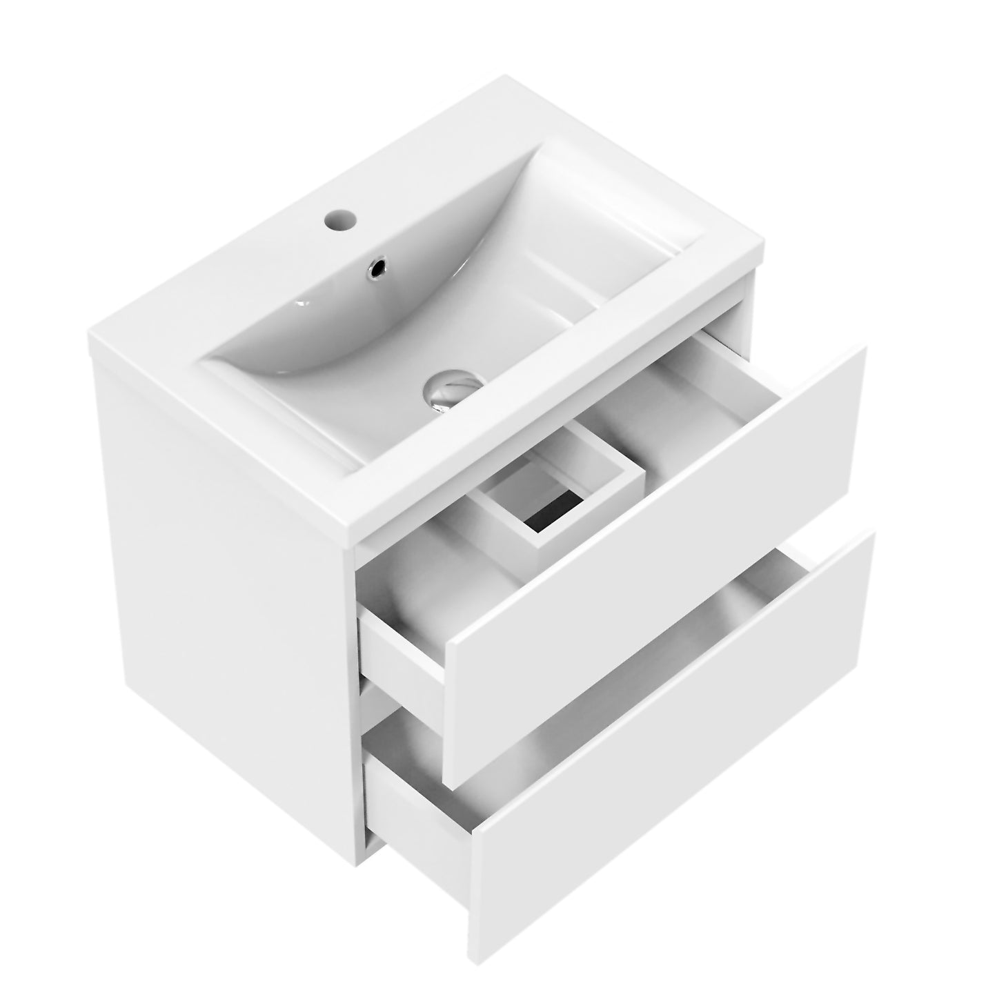 Badmöbel Set CARMEN 50 cm Weiß Waschbecken mit Unterschrank Waschtisch Keramikbecken