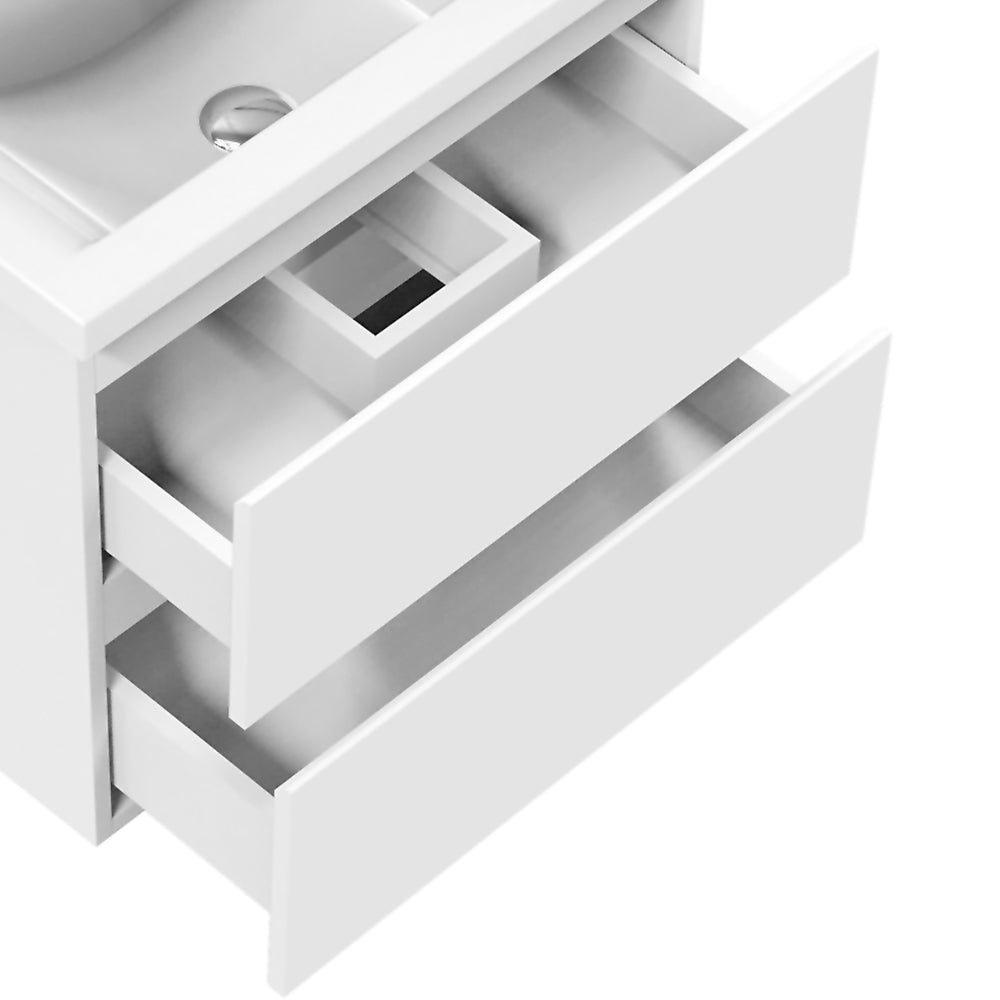 Badmöbel Set CARMEN 50 cm Weiß Waschbecken mit Unterschrank Waschtisch Keramikbecken