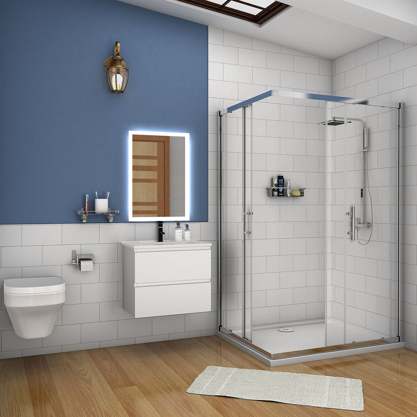 Badmöbel Set CARMEN 60 cm Weiß Waschbecken mit Unterschrank Waschtisch Keramikbecken