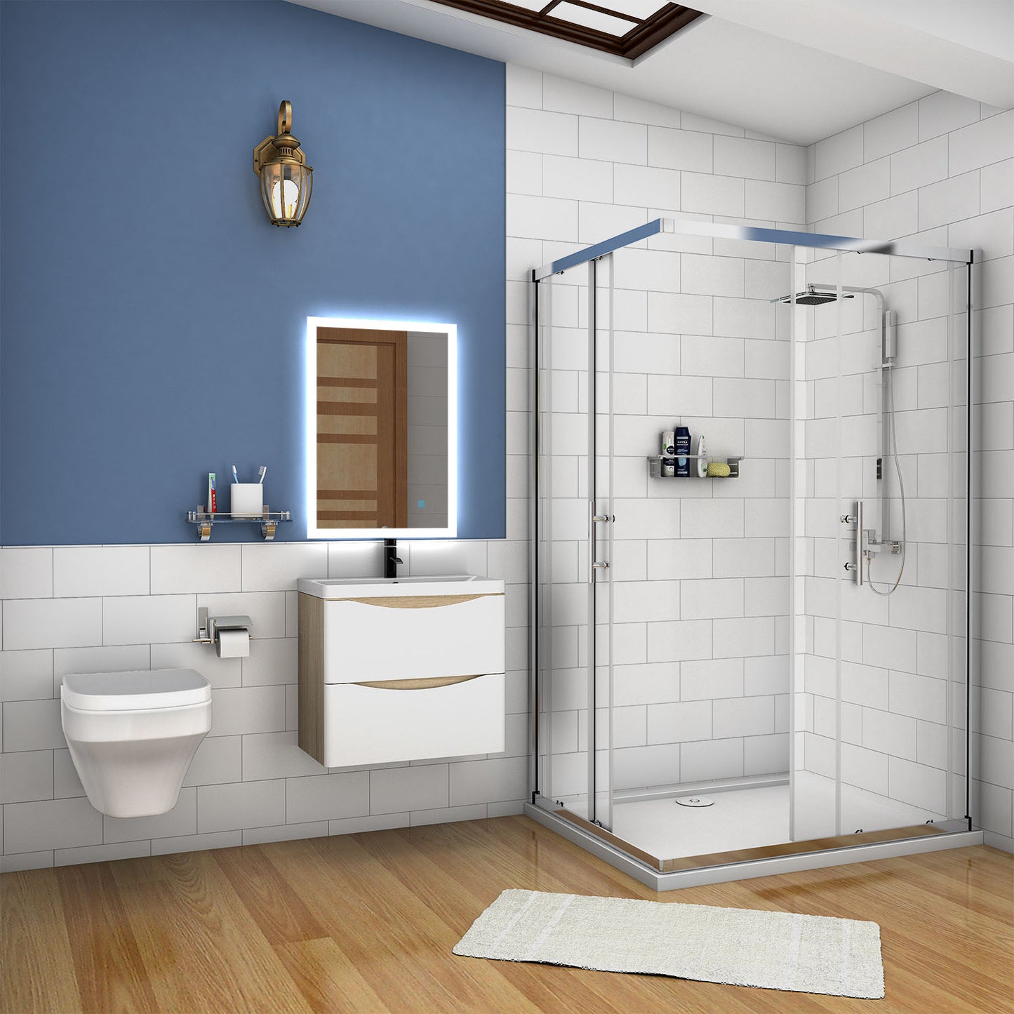 Badmöbel CAROLINA 50/60/80 cm weiss Waschbecken mit Unterschrank inkl. 2-Schubladen Soft-Close Funktion