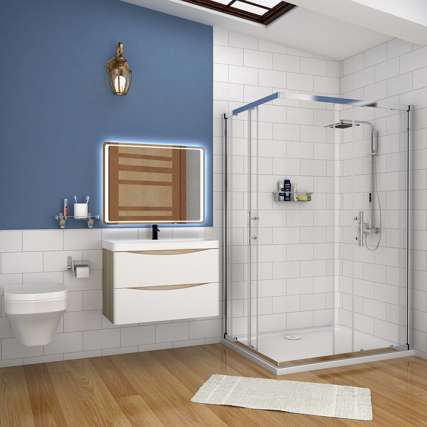 Badmöbel CAROLINA 50/60/80 cm weiss Waschbecken mit Unterschrank inkl. 2-Schubladen Soft-Close Funktion