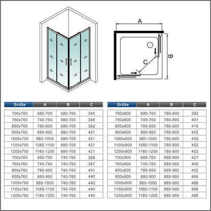 Duschkabine Falttür Drehfalttür Glas