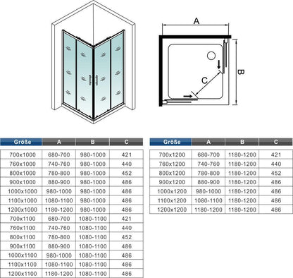 Duschkabine Falttür Drehfalttür Glas