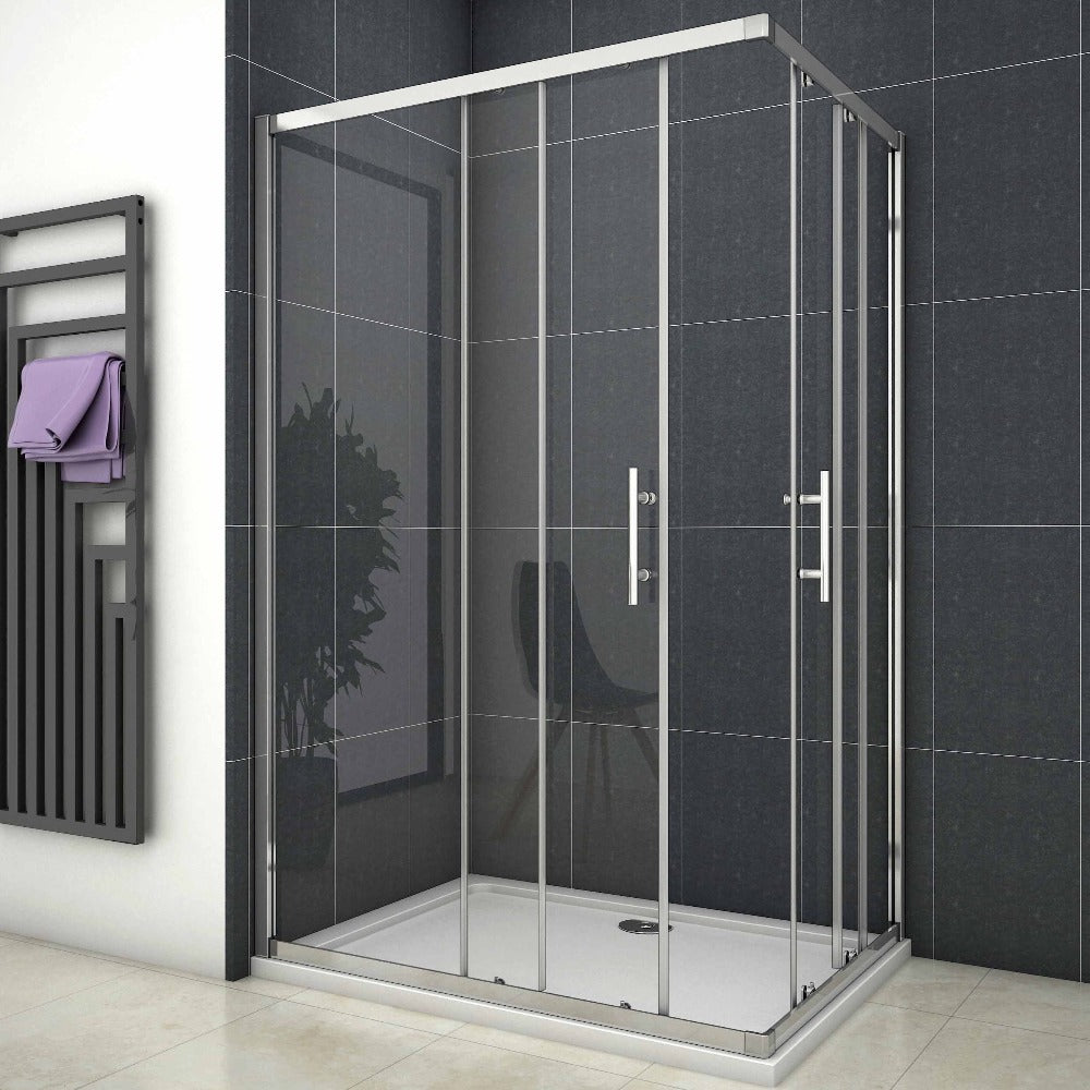 Duschkabine Eckeinstieg Schiebetür Eckdusche Glas Höhe: 185cm