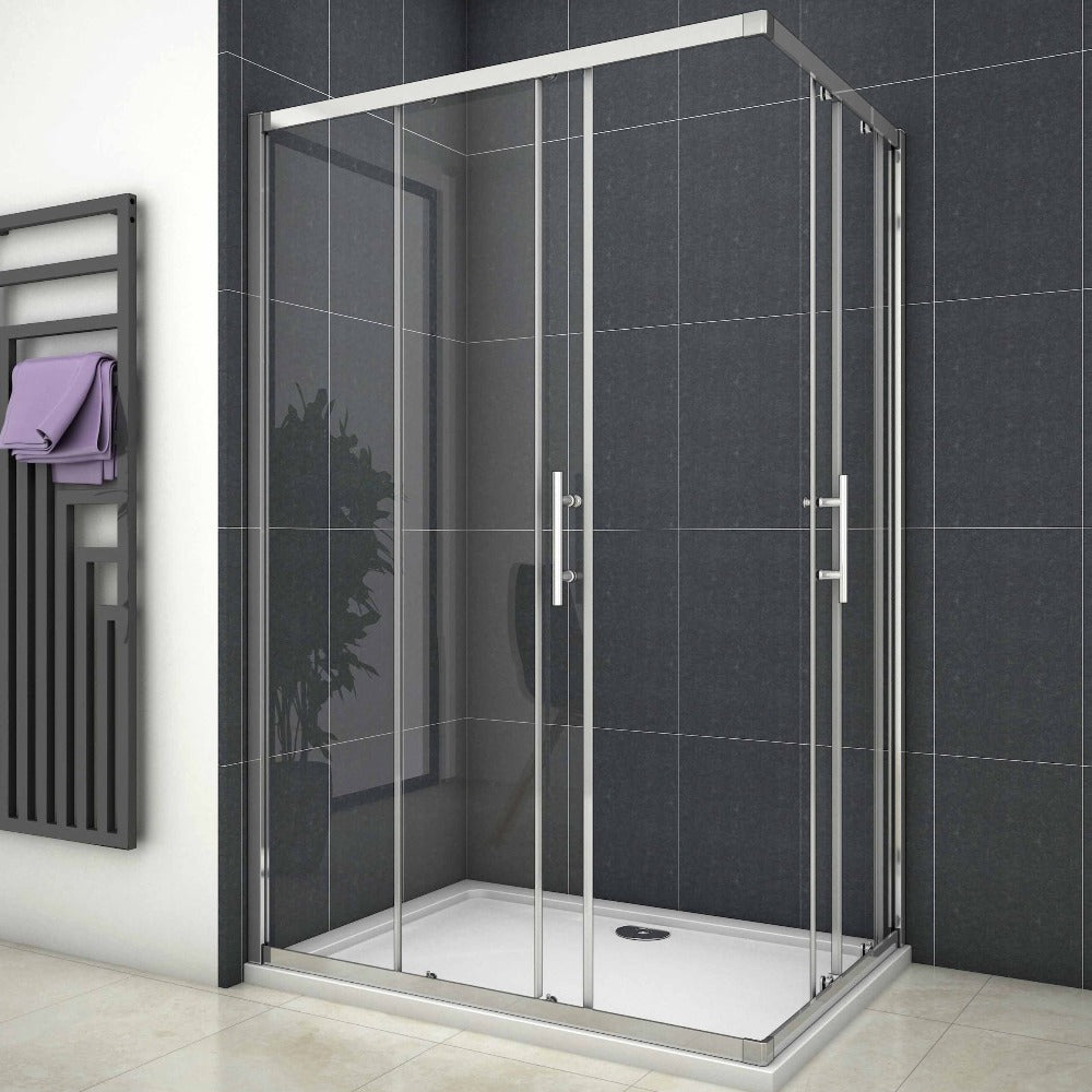 Duschkabine Eckeinstieg Schiebetür Eckdusche Glas Höhe: 185cm