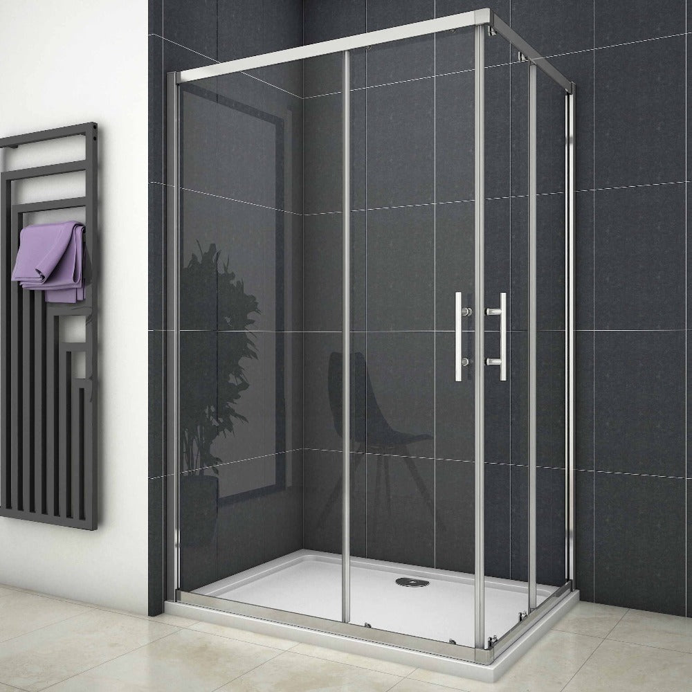 Duschkabine Eckeinstieg Schiebetür Eckdusche Glas Höhe: 185cm