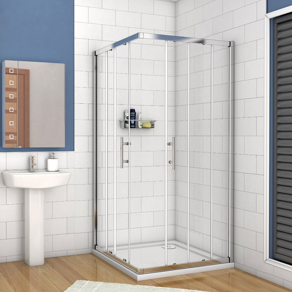 90x90 80x80 Eckeinstieg Schiebetür Eckdusche Duschkabine Glas Höhe: 185cm