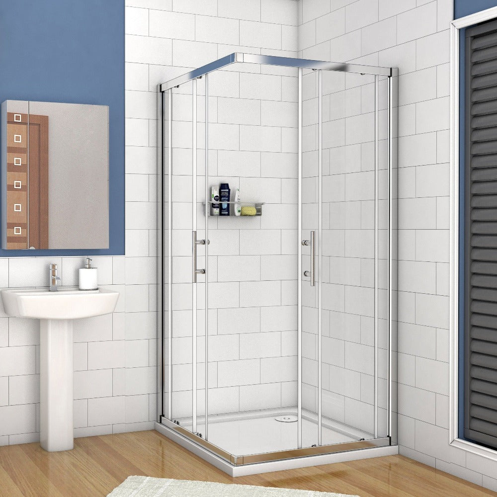 90x90 80x80 Eckeinstieg Schiebetür Eckdusche Duschkabine Glas Höhe: 185cm