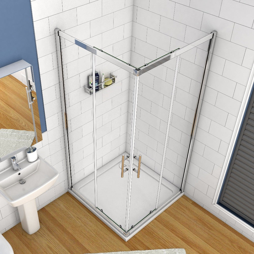 90x90 80x80 Eckeinstieg Schiebetür Eckdusche Duschkabine Glas Höhe: 185cm