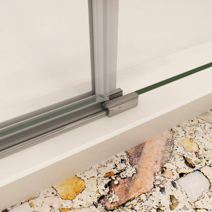 90 x 185 cm Dusche Drehtür mit Festteil Nische Duschkabine NANO Glas