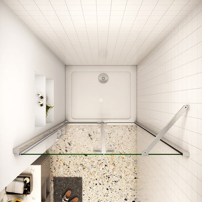 90 x 185 cm Dusche Drehtür mit Festteil Nische Duschkabine NANO Glas