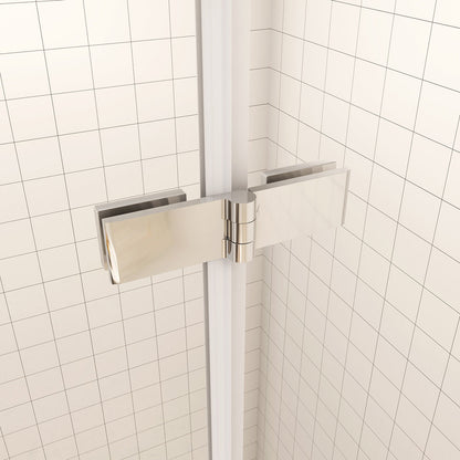 90 x 185 cm Dusche Drehtür mit Festteil Nische Duschkabine NANO Glas