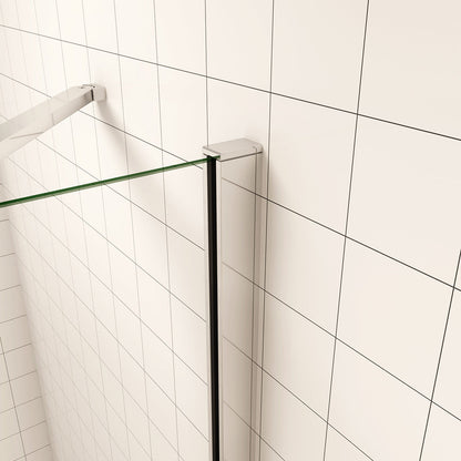 90 x 185 cm Dusche Drehtür mit Festteil Nische Duschkabine NANO Glas