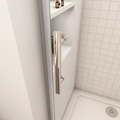 90 x 185 cm Dusche Drehtür mit Festteil Nische Duschkabine NANO Glas