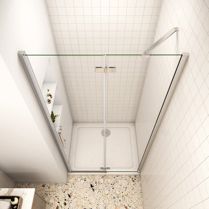 100 x 185 cm Dusche Drehtür mit Festteil Nische Duschkabine NANO Glas