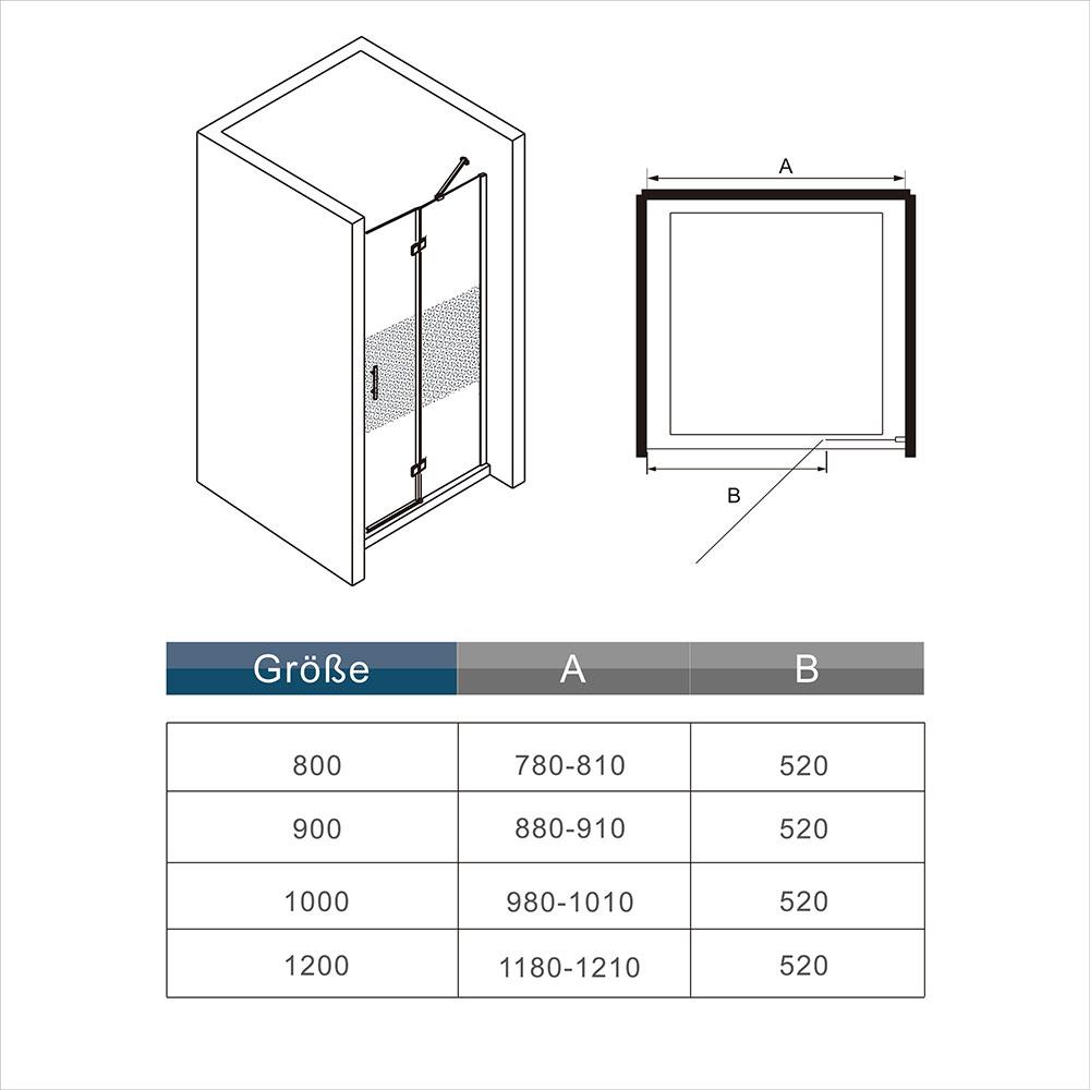 Duschkabine Falttür Drehfalttür Glas